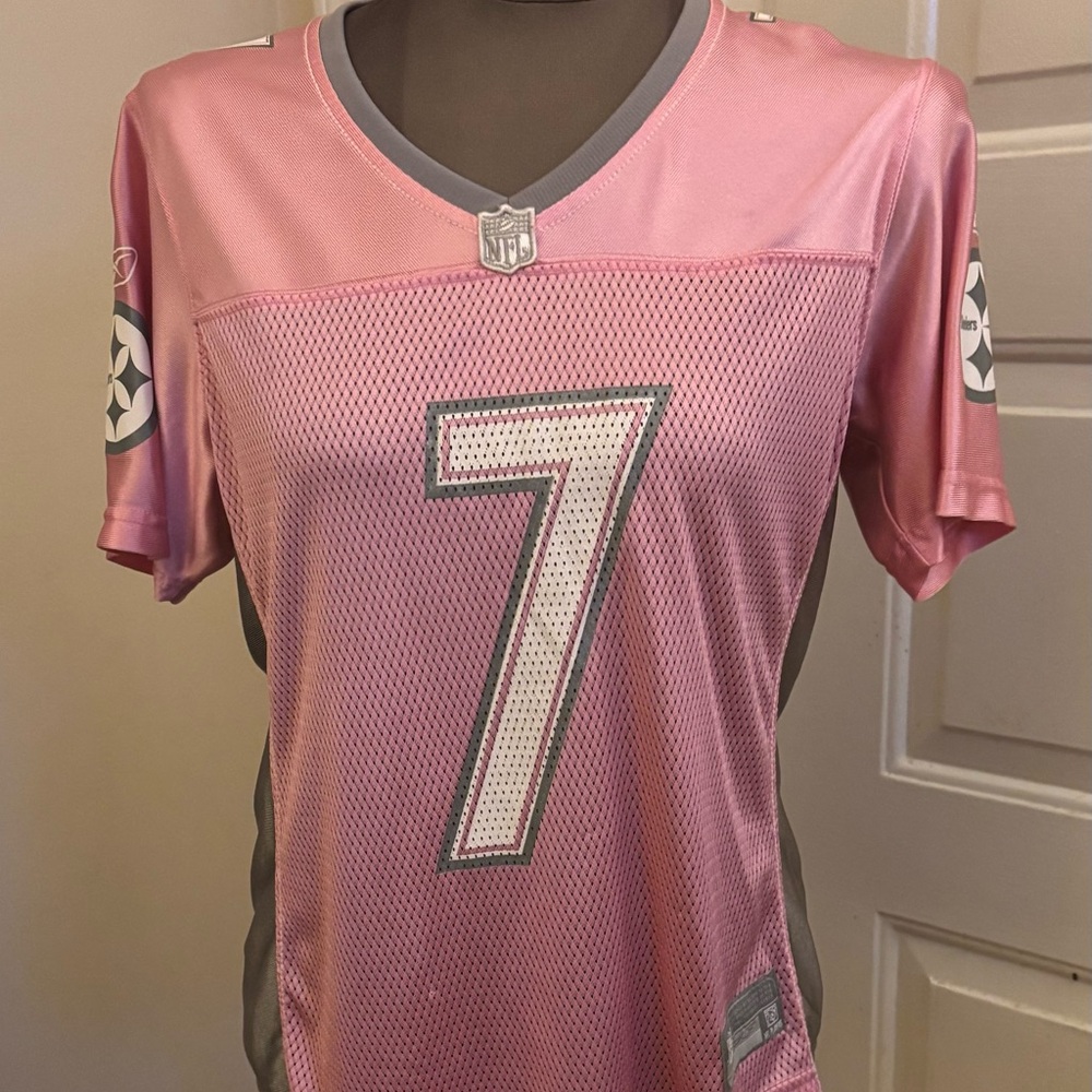 Reebok Steelers Pink and Gray NFL Mesh Jersey - #7 Ben Roethlisberger FIRM!